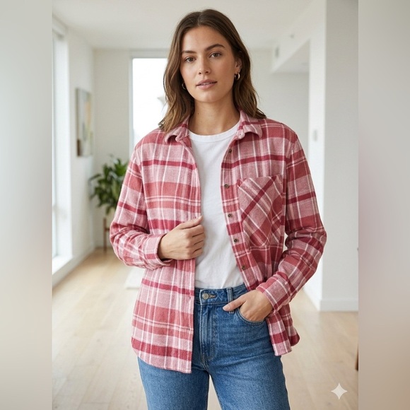 aerie Tops - Aerie Pink Plaid Button-Down Shirt As Is | Wash wear